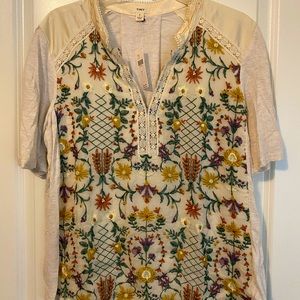 Anthropologie Eliana Floral Embroidered Top